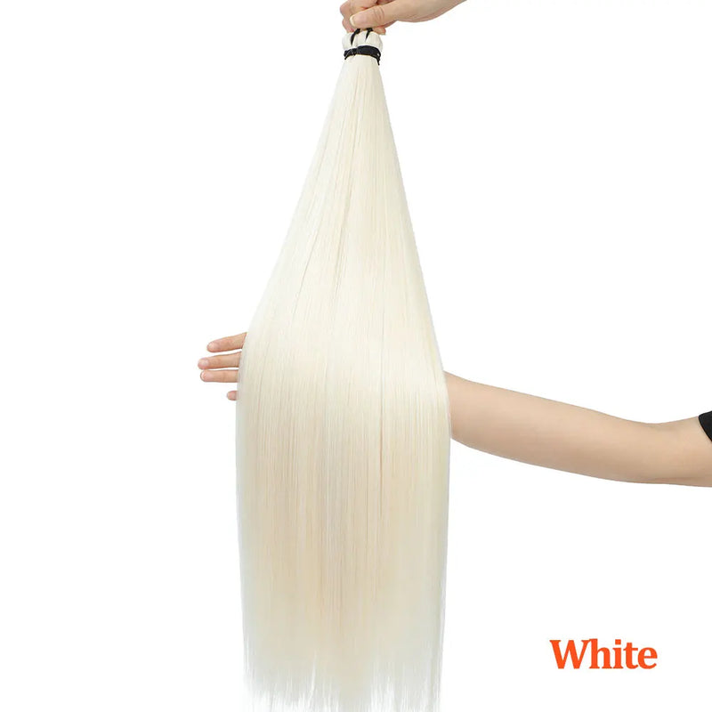 Gladys 28 Inch Crochet Braids Hair 3PCS 300g Synthetic Orange 60MW Ombre Brown T1B-330-276 Straight Braiding Hair Soft Pony Hair