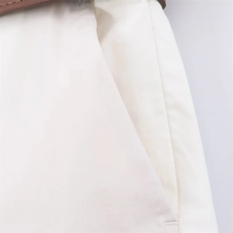 Guobioziy Women's Cropped Pants 2026 Summer New White Wide-Leg Loose Cropped Pants with Belt Casual Fashion Versatile