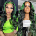 Red Black With Blonde Highlight 13X6 Lace Front Wig Body Wave Synthetic Glueless pre plucked With Baby Hair Lace Frontal Hair
