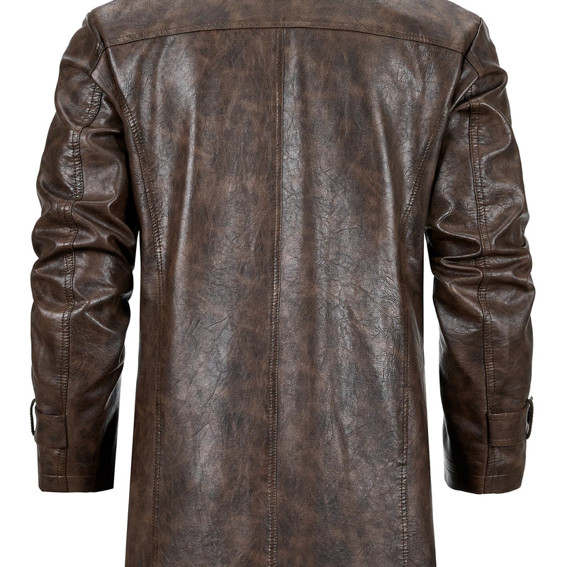 Men's 3 Buttons, Vintage Motorcycle Imitation Faux Leather Suit, Faux Leather Jacket, Business Casual, Large Lapel Suit Jacket