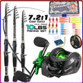 Sougayilang Casting Fishing Rod Combo High Carbon Telescopic Rod and Baitcasting Reel with Lure Line Max Drag 8kg for Bass Trout