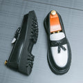 Fashion Tasseled Loafers Men Casual Shoes Black and White Leather Slip-on Shoes Classic British Style Penny Luxury Brand Driving