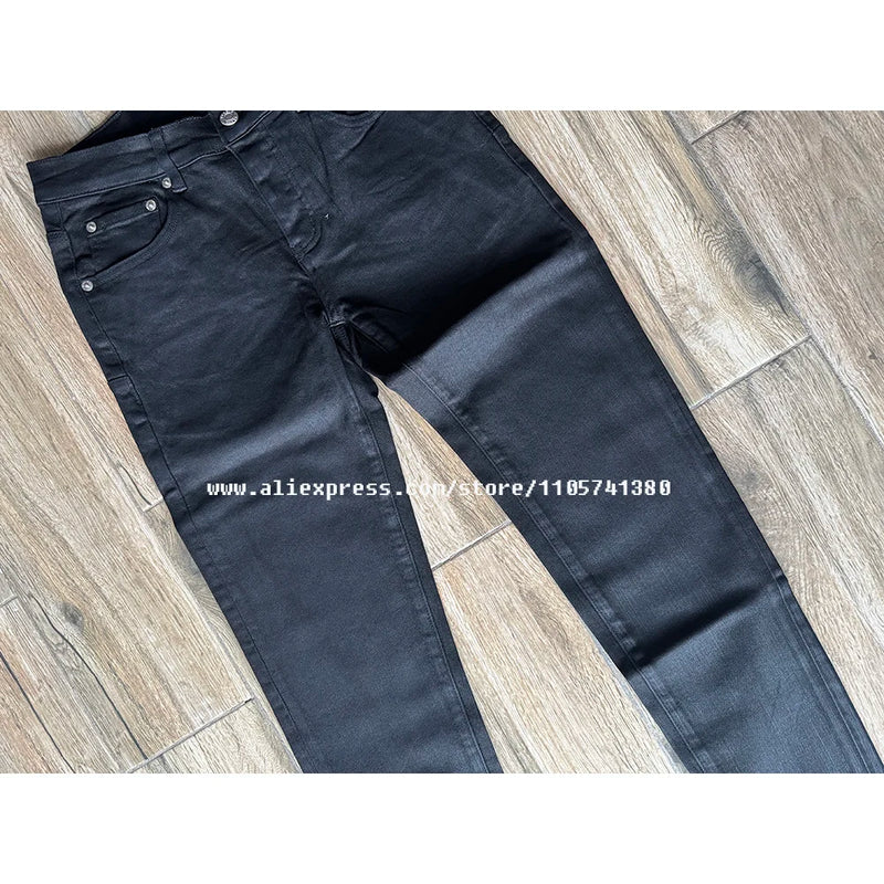 Men's American High Street Distressed Solid Black Coated | SAMAG