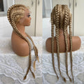 Synthetic Lace Front Wig Braided Wigs With Baby Hair 32 Inches 4 Twist Cornrow Braids Cosplay DIY Wig Synthetic Crochet Braids