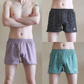 3PCS 100% Cotton Striped Pajama Pants Men's Summer Panties Breathable Big U-crotch Boxers Plus Size Loose High Elastic Underwear