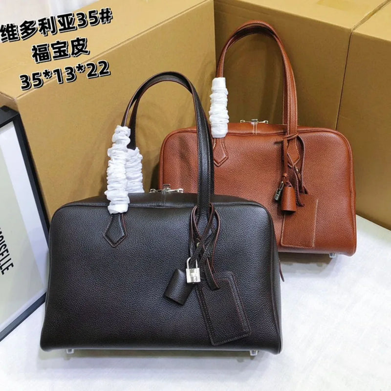 Handbag Large Capacity Leather Women's Bag Boston Shoulder Exquisite Unique Versatile Fashion Hand Carry Classic Elegant High