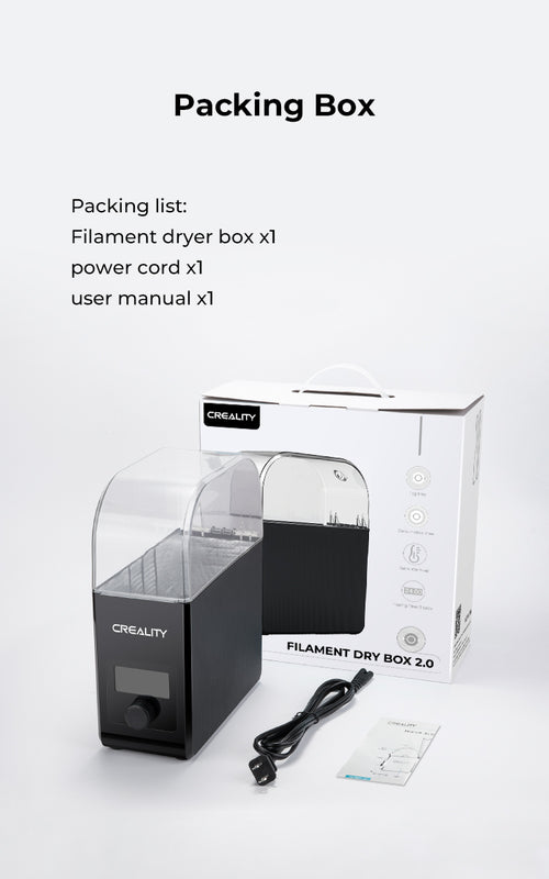 Creality Filament Dryer Upgrade Fan Filament Dry Box 1KG PLA PETG ABS TPU Filaments Dehydrator Storage Box Filament Spool Holder