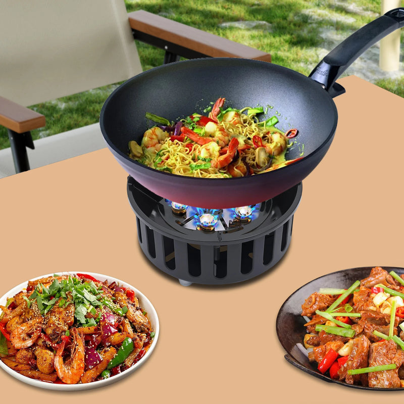 21000W Portable Butane Camping Stove Outdoor Burner with 2 Adapters Gas Stove Propane Portable Stove for Outdoor Frying Boiling