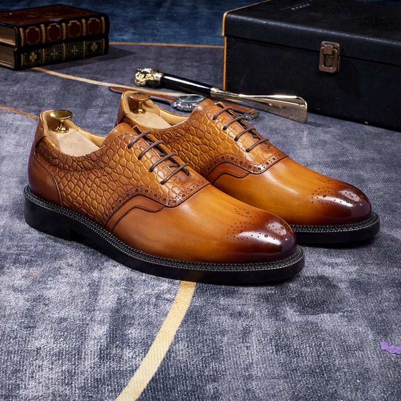 Men's Casual Shoes Brock Oxford Shoes Retro Red Sole Genuine Leather Men's Formal 2026 Spring/Summer New Collection