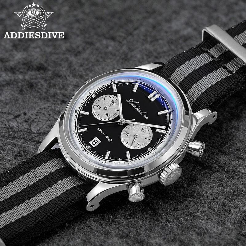 ADDIESDIVE Top Brand Men's Watch 10Bar Waterproof Bubble Mirror Glass Quartz Watches BGW9 Luminous Chronograph Diving Wristwatch