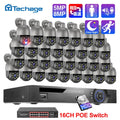 Techage 36CH 5MP 8MP POE PTZ Camera System Smart Ai Human Detected Two-way Audio Color Night 4K H.26S Security Surveillance Kit
