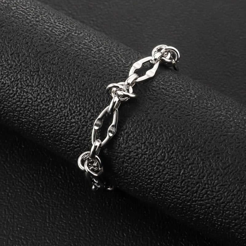 Stainless Steel Water Proof Bracelet for Men Women Irregular Chain Link with Knot Adjustable Extension Chain Trendy Jewelry