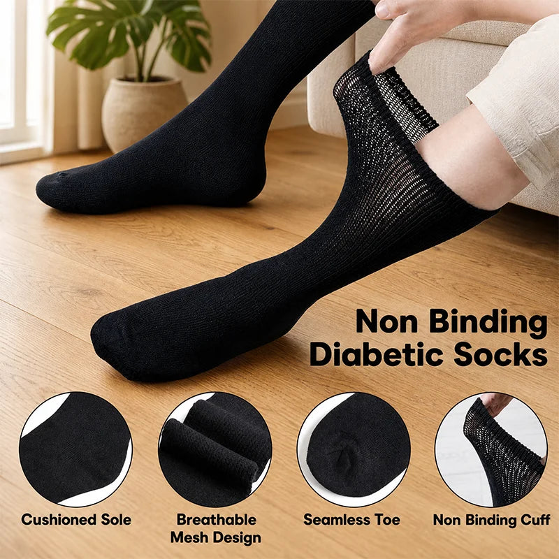 Men's Diabetic Socks Non‑Binding Top Loose Cuff, Seamless | SAMAG