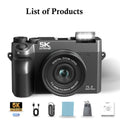 5K Digital Camera for Photography,75MP Point and Shoot Digital Cameras 64GB, Dual Lens 18X Zoom Autofocus, WiFi Vlogging Camera