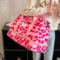 Spacious & Durable Women's Carry-On Travel Bag with Animal Print Nylon Large Capacity Sports Gym Bag  Weekend Overnight Bag