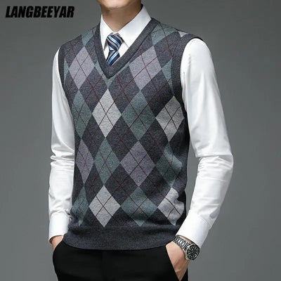 New Autum Fashion Designer Brand Argyle Pullover Diamond | SAMAG