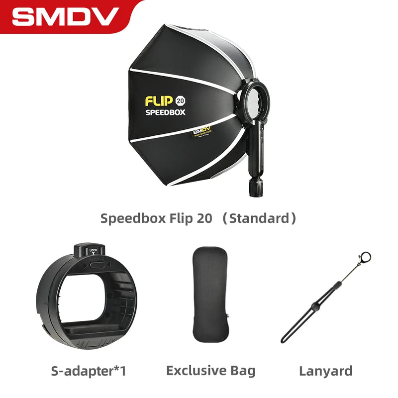 SMDV Flip 20 24 28 Quickly Release Parabolic Out Door Softbox for A1 Godox V1 AD100PRO V860II AD200 Flash Soft Box