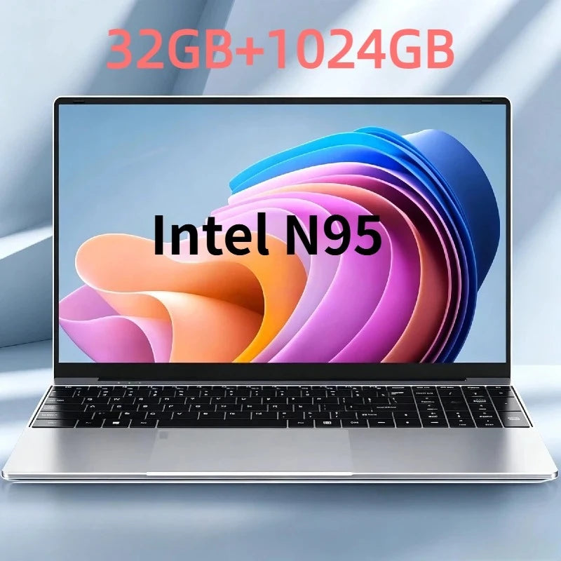 N95 Intel 2026 15.6 Inch Portable Laptop 32GB DDR4 2TB SSD 7500mAh Office Gamer Notebook Pro Backlit Fingerprint Unit