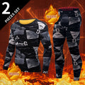 2-piece Autumn/Winter Men's Velvet and Velvet Fashion Printed Warm Underwear Set Comfortable Large Gold Velvet Warm Home Clothes