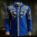 New Men's Floral Long Sleeved Shirt with Gold 3D Clover | SAMAG