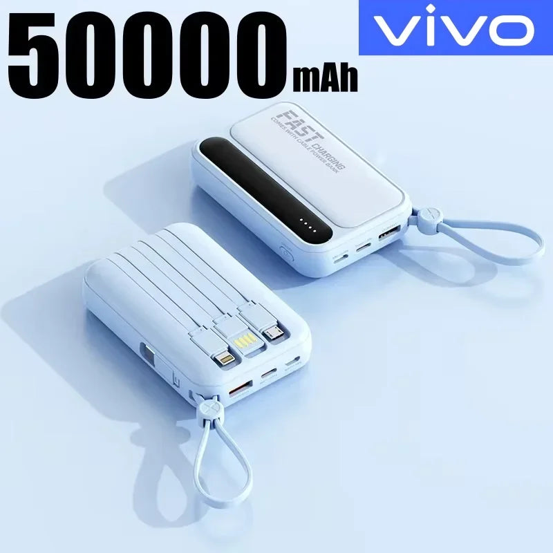 VIVO 500000mAh Power Bank 120W Super Fast Charging Powerbank 4 In1 Cables Portable Powerbank For Iphone Huawei Samsung 2026New