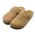 Retro Suede Leather Mule Clogs Arch Support Cork Latex Footbed Adjustable Buckle Non-Slip Indoor Outdoor Walking for Women & Men