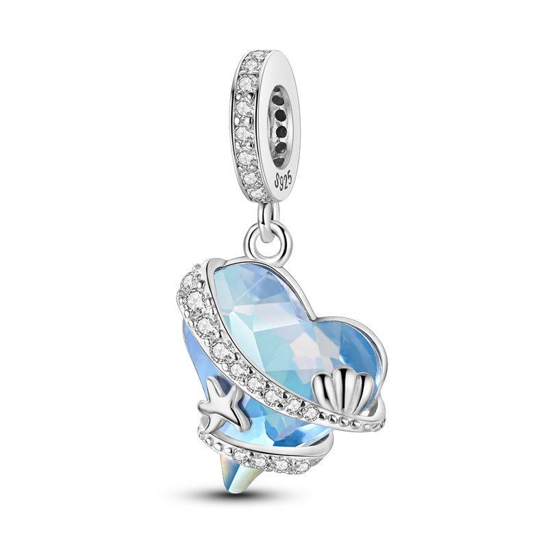 925 Sterling Silver Ocean Theme Charm Beads For Women Blue Wave Dolphin Seashell Compatible Summer Beach Vacation Jewelry