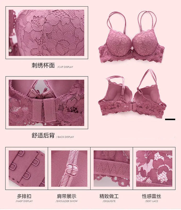 Lingerie  Sexy Bra Set  Women Push Up Lenceria Mujer Femme Underwire Langerie Girl Bralette Bras And Panty Feminina Lace Underwe