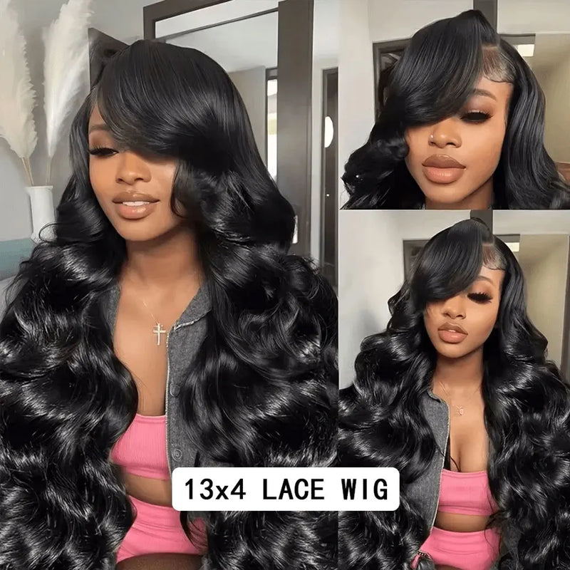 250% Density 34 Inch Hd Lace Front Wigs Human Hair 13x4 Body Wave Lace Front Wigs Human Hair Pre Plucked Glueless Black Wig Natural Black Wig For Women