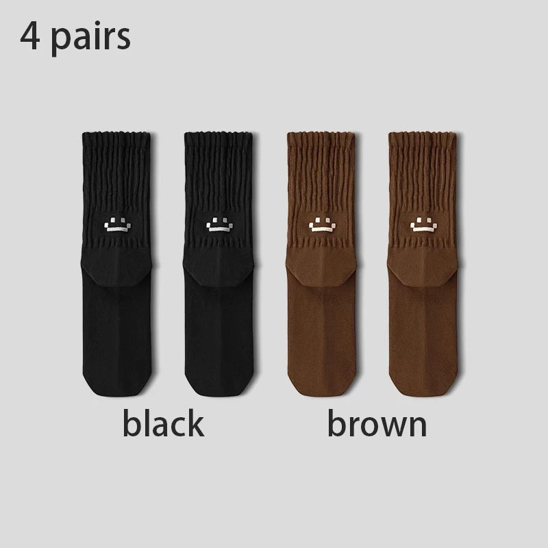4 Pairs Men's Cotton Work Socks Long Running Breathable | SAMAG