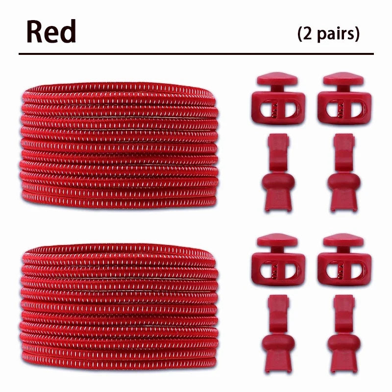 2 Pair No Tie Shoe Laces Kids Adult Quick Laces Round Elastic Shoelaces Without Ties Lock Shoelace Sneakers Shoes Accessories
