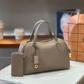 2026New Personality Grain First Layer Calf Leather with Shoulder Strap Large Capacity Boston One Shoulder Portable Crossbody Bag