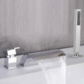 Waterfall split bath faucet Hot and cold Water flow three-hole three-piece bathtub handle shower set faucet Diverter  Black