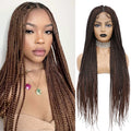 Cornrows Braided Wig Small Square Knotless Box Braids Wigs For Black Women With Baby Hair Synthetic Long 36Inches Braiding Hair