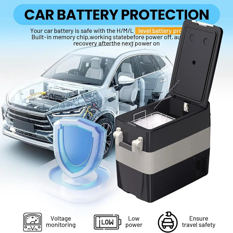 Portable Refrigerator 52QT (50L) Electric Cooler Freezer 12V/24V DC 110-240V AC Car Fridge 0℉~50℉ Car Refrigerator With Basket for Travel, Truck, Boat, Camping