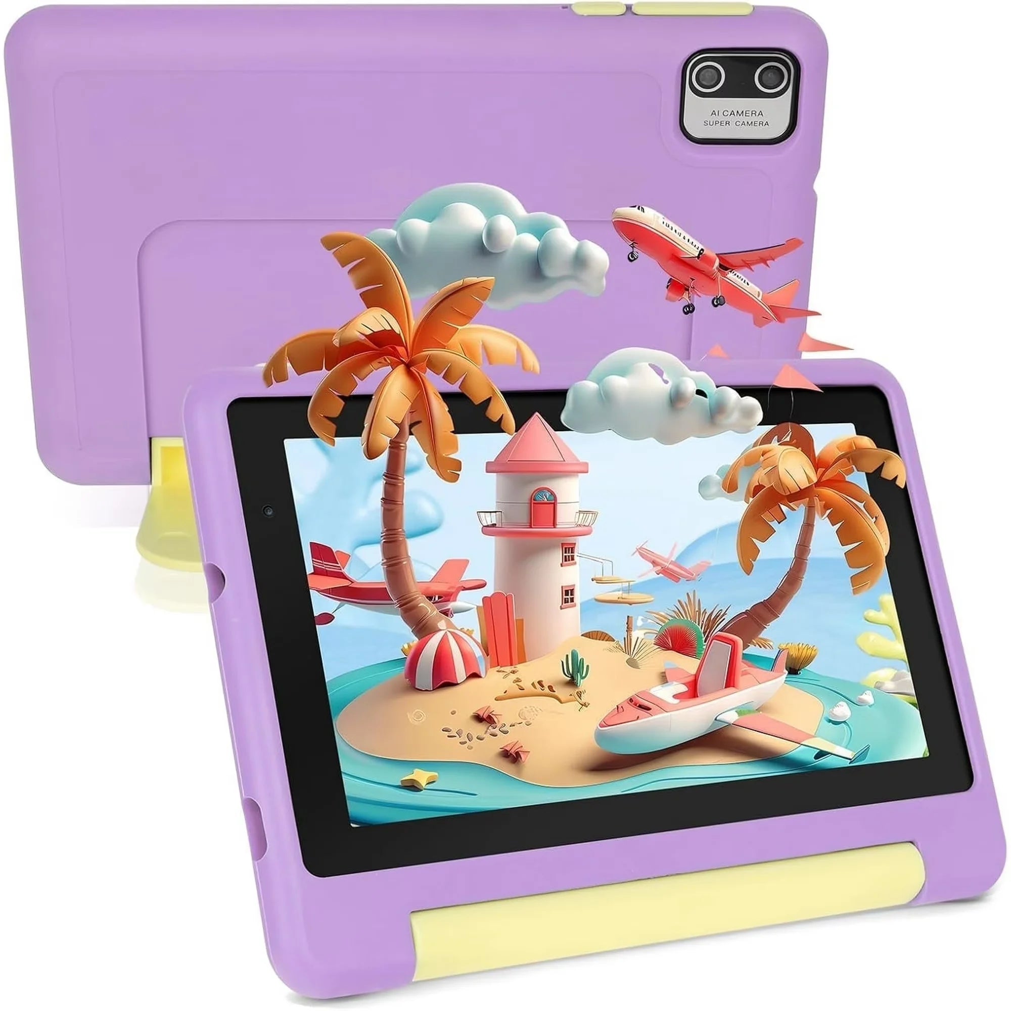 7 Inch Kids Tablet Android 13 8(2+6)GB RAM 64GB ROM Parental Control Dual Camera with Shockproof Case 2500mAh Kids Software