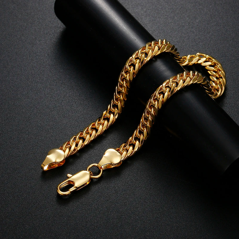 18K Gold 6MM Geometry Chain 925 Sterling Silver Bracelets for Women Men Fashion Wedding Christmas Gifts - Visuel 4 | SAMAG