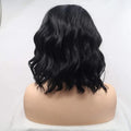Natural Black Short Wavy Synthetic Black Lace Front Wigs For Women Hair Side Part Heat Resistant Fiber Short Black Wigs