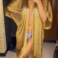 Sexy Cover Up Fringe Women Tassel Mesh Sheer Shiny Knitted Tunic Beach Cover-ups Beach Dress Beach Wear Beachwear Female