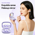 Bluetooth 6.0 Open-Ear Headphones with Makeup Mirror, Detachable Diamond Audífonos, 20Hz Bass Earphones for Women & Girls