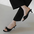 2026 New Fashion Bow Sandals Summer Classic Solid Color Stiletto Heel Women's Slippers Sexy Pointed Toe Banquet Women High Heels