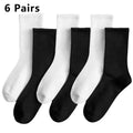 6 Pairs Middle Tube Socks For Men Solid Colour In White | SAMAG
