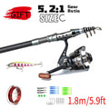 Telescopic Fishing Rod Reel Combo Full Set Portable 1.8m 2.1m 2.4m 2.7m 3m Long Cast Spinning Reel Simulation Lures For Saltwate