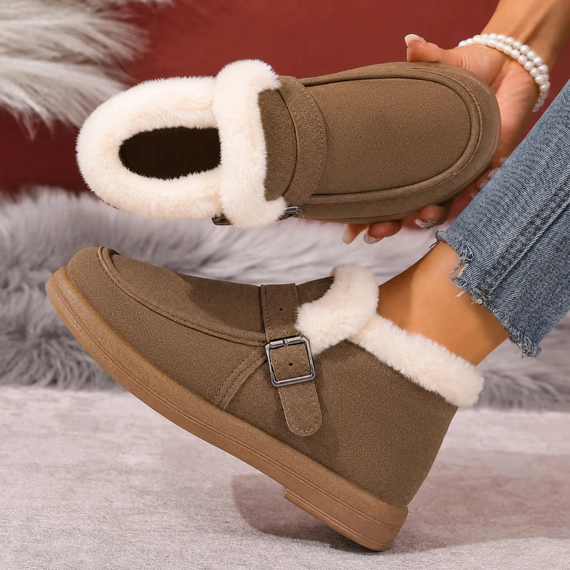 Fashion Warm Women's Ankle Boots Outdoor Shoes For Ladies 2026 Winter Flat Snow Boots Solid  Women's Shoes Soft Sole Comfortable