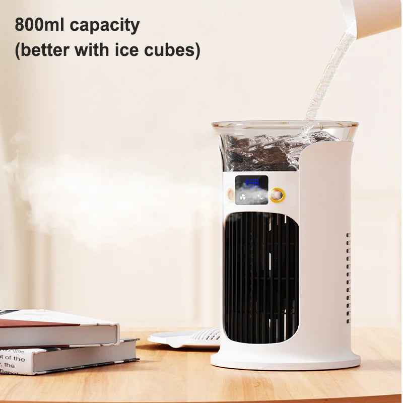 2026 New Portable USB Air Cooler Household Small Multifunctional Cooling Fan Office Desktop Mobile Air Conditioner Humidifier