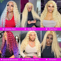 Blonde 613 Hd Lace Frontal Wig 13X6 Deep Wave Human Hair Wigs 40 Inch Curly Lace Front Wig Brazilian For Black Women 250 Density