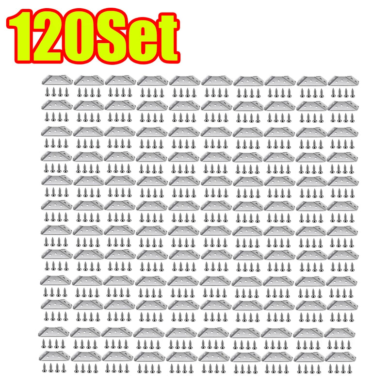 1-120Set Furniture Corner Connector Stainless Steel Angle Code for Cabinet Angle Shelf Support Fixed Brace Kits with Screw