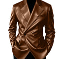 Men's Leather Blazer Slim Fit Faux Suit Jacket Formal - View 15 | SAMAG