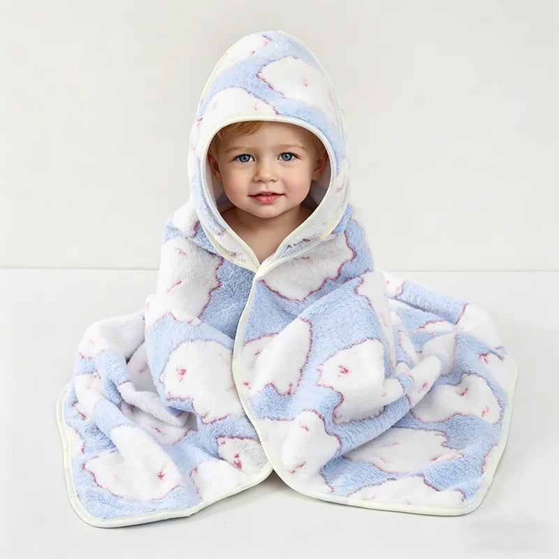 Cartoon Animal Baby Bath Towel, Soft Newborn Hooded Bath Towel, Small Blanket, Toddler Bathrobe, Warm Wrap Towel, Suitable for Both Boys and Girls
