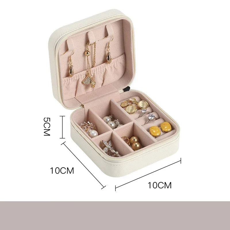 Portable Mini Jewelry Storage Box Travel Organizer Case Leather Earrings Necklace Ring Display - Visuel 8 | SAMAG